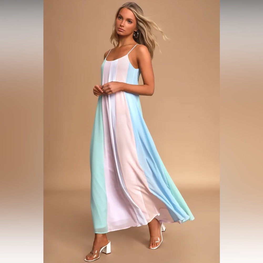Lulu's Pastel Stripe Days to Remember Maxi Dress